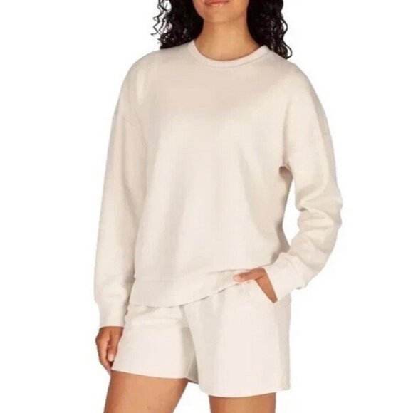 LazyPants Women's Luxe Crewneck Sweatshirt (Cream, Medium) - Picture 1 of 2